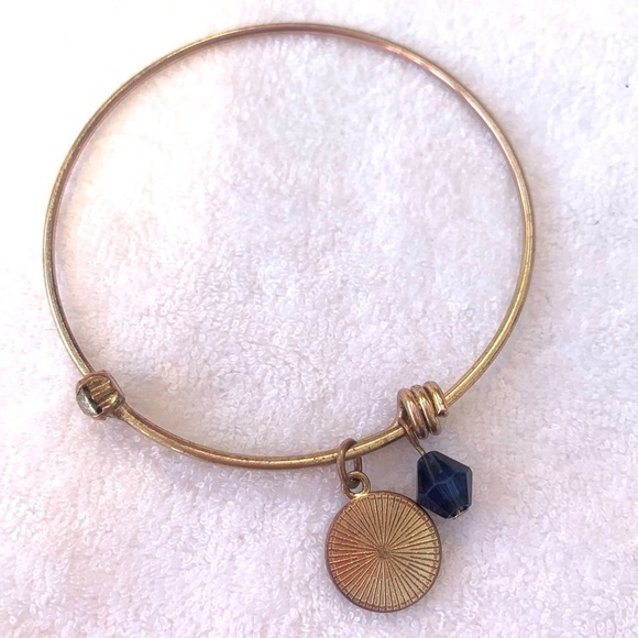 Anchor Charm Bracelet - Blue/Gold Finish, Expands 2”-3.5” - Picture 3 of 3